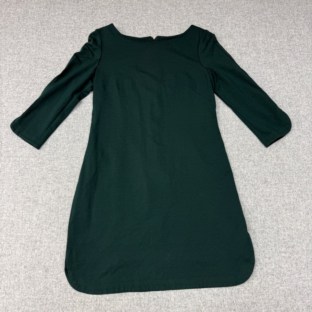 Vince Camuto Dress 8 Green Sheath 3/4 Sleeve Petal Cuff Exposed Zip VC5M0808